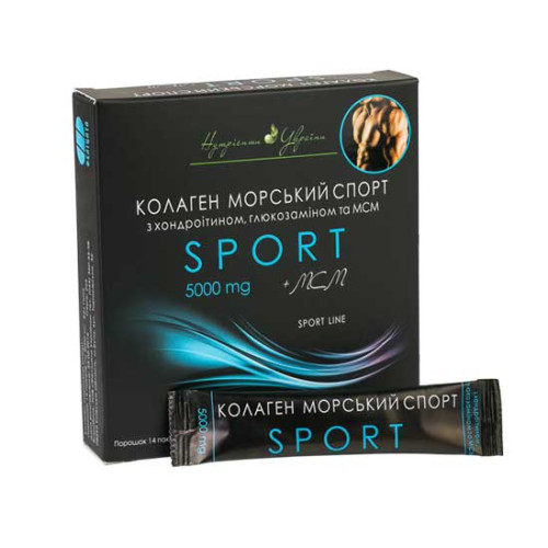 Колаген морський СПОРТ з хондроітином і глюкозаміном та МСМ 5000 мг №14 